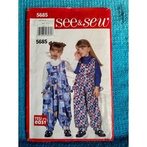 Butterick Sewing pattern 5685 girls jumpsuit Size 1 2 3